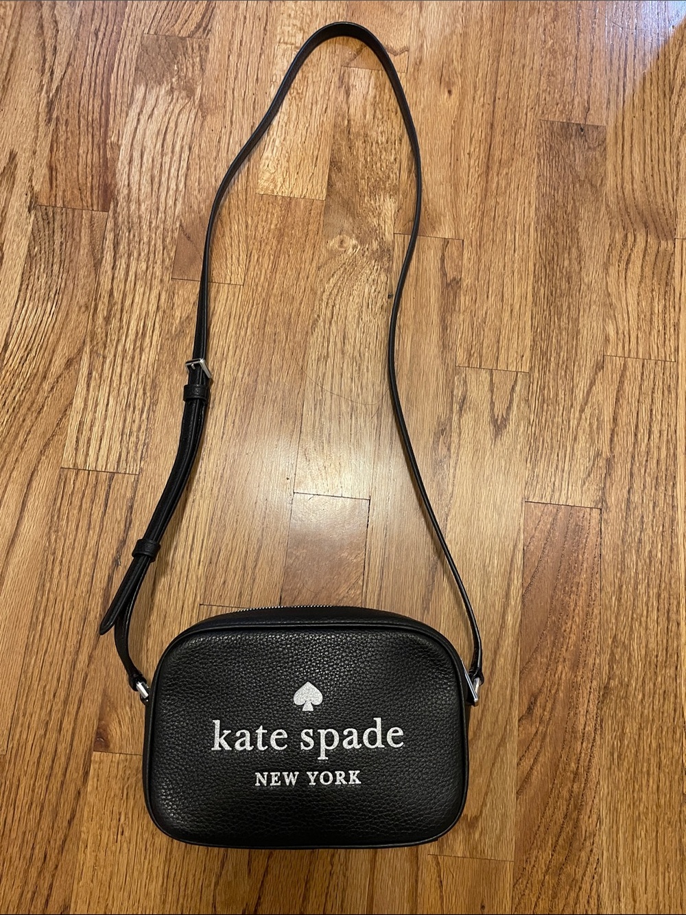 kate spade Black Pebbled Leather Logo Crossbody